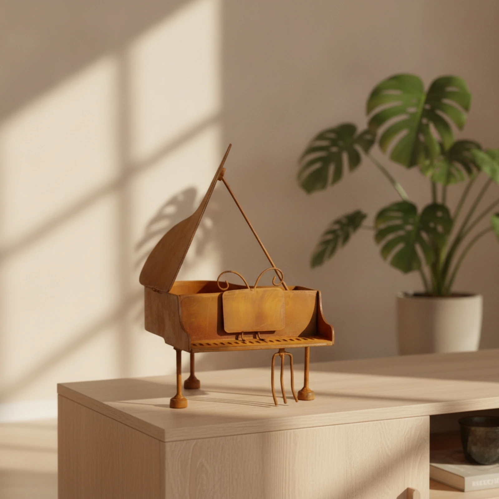 Piano Planter Tabletop Piano-Shaped Planter Decorative Unique for Gardeners, Patio, Desk