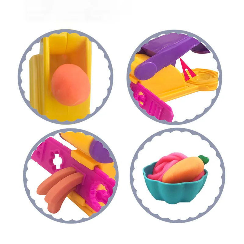 Play Dough Mold Tools For Toddlers Creative Noodles Maker Plate Knife Fork Shape Cutter Plasticine Clay Kitchen Kits Kids Toys