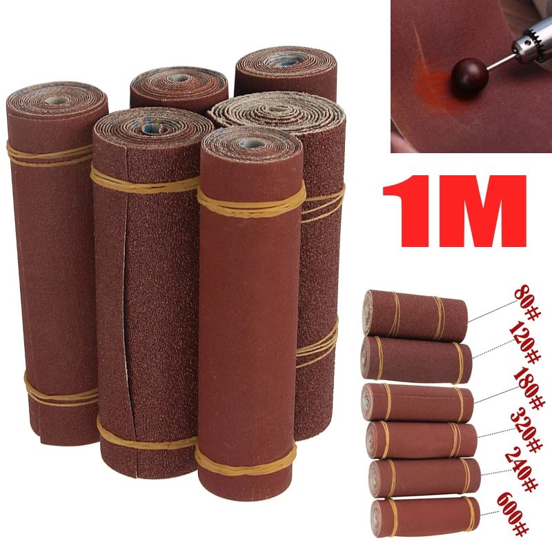 1Roll 1M 80-600 Grit Emery Cloth Roll Polishing Sandpaper For Grinding Tools Metalworking Dremel Woodworking Abrasive Tools