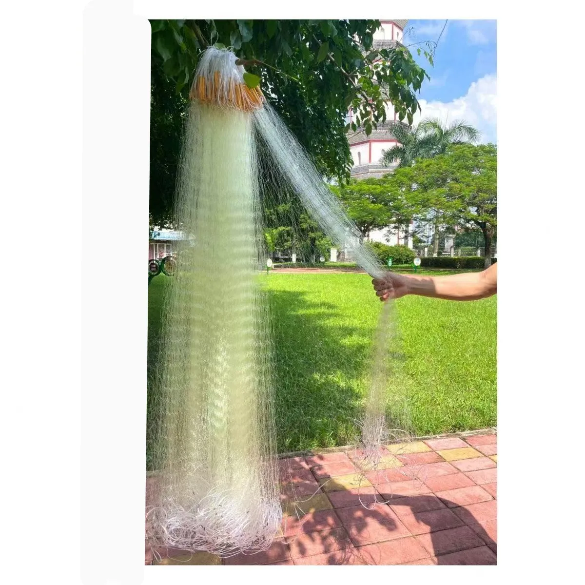 POUI COME DREAM Strong Monofilament Nylon Fishing Gill Net Environmentally Wood Buoy Single Layer Fish Net,Mesh 50mm to 75mm