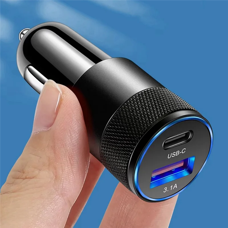 

【HOT】3.1A 15W USB+PD Small Steel Cannon Car Charger Metal Alloy Car Charger TYPE-C Car Charger