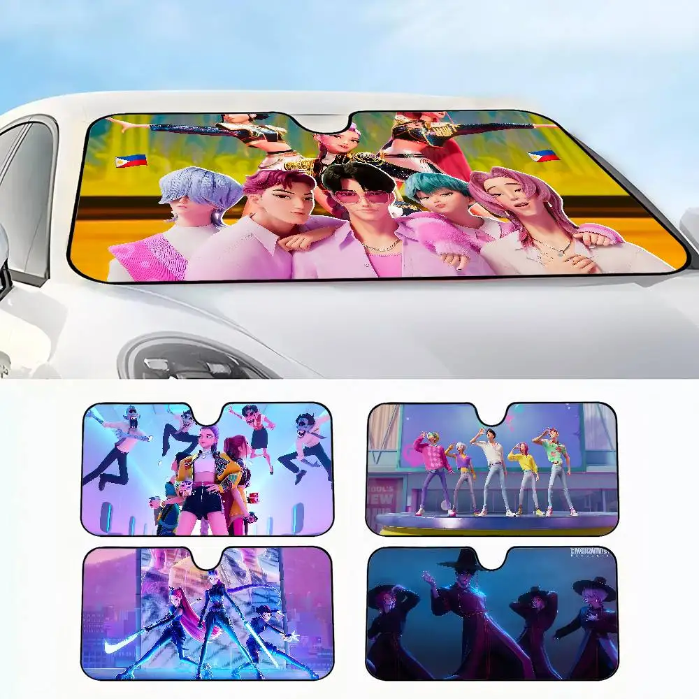 

KPop Demon Hunters Car Sun Shades Cover Anti-UV Protection Car Window Sunshades Foldable Windshield Sunshade Accessories