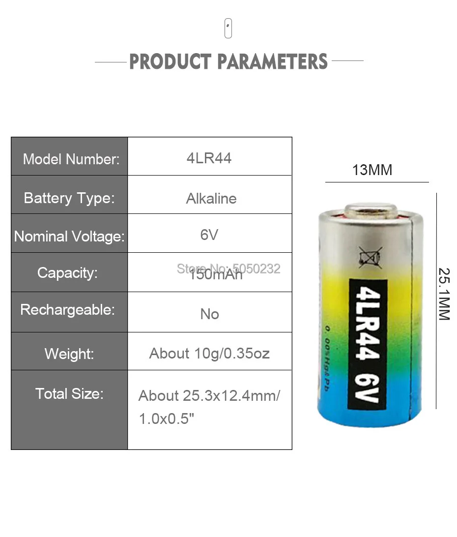 2pcs 4LR44 6V Dry Alkaline Batteries for Dog Training Shock Collars A544V 4034PX PX28A L1325 4AG13 544 4A76 Camera Battery