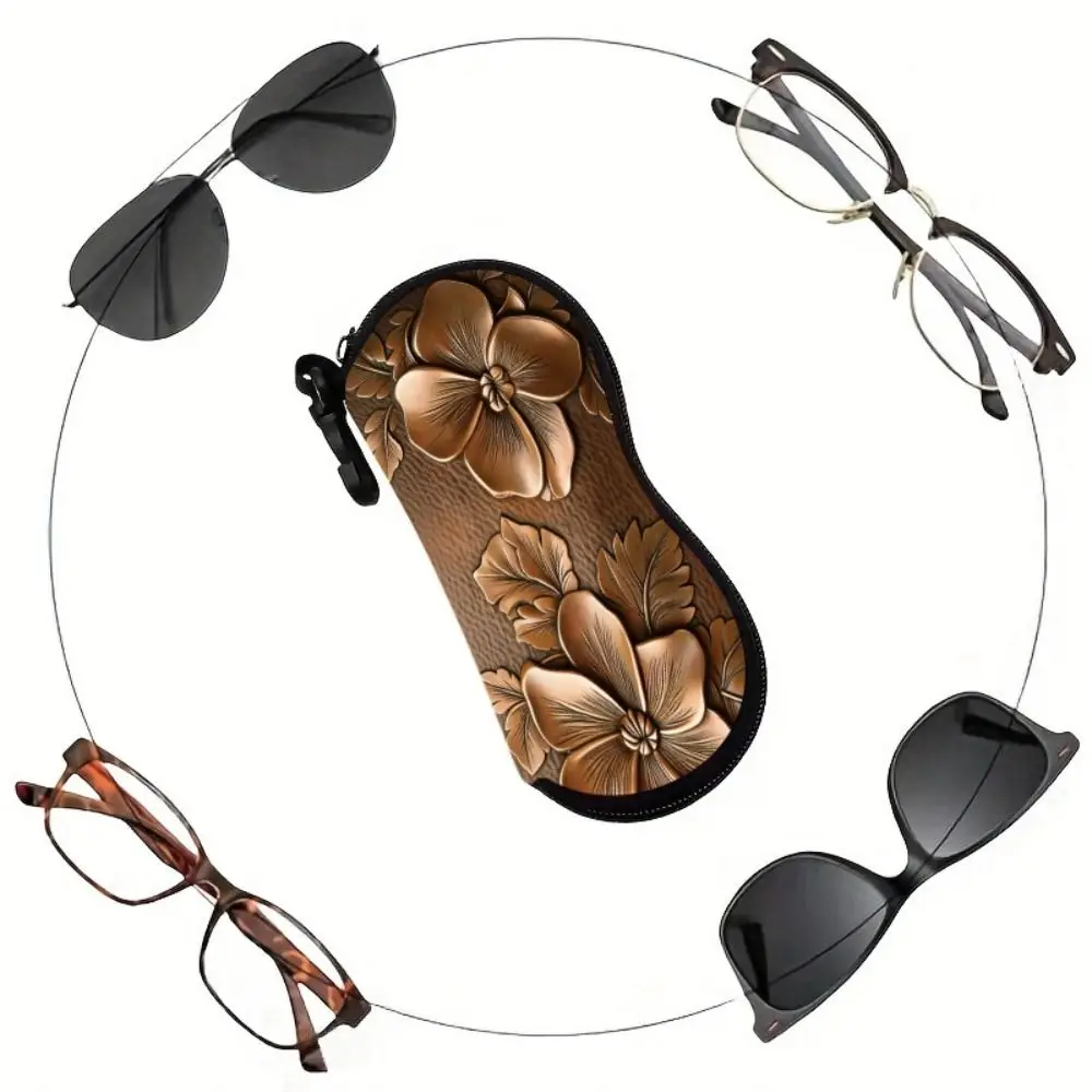 

Hanging Butterfly Print Eyeglass Case Leather Soft Reading Glass Pouch Water-resistant with Hook Sunglasses Holder Women