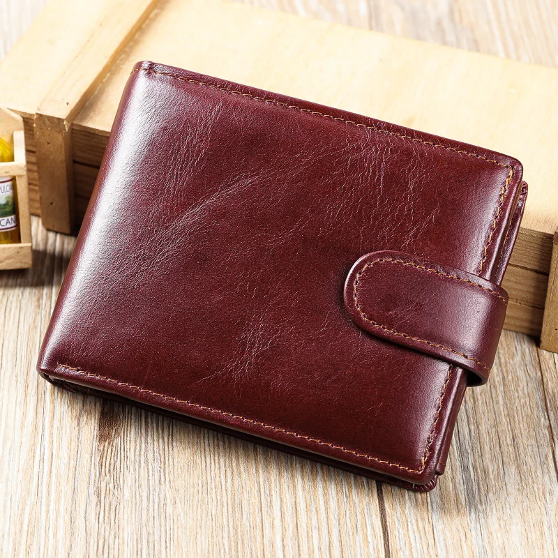 Genuine leather wallet for men short style cowhide multifunctional high-end feel men's wallet Retro genuine leather men's wallet