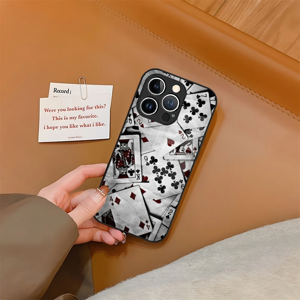 Poker Ace of Spades Phone Case Tempered Glass For iPhone 16 15 13 14 12 11 Pro XS Max Plus Mini SE2020 Coque