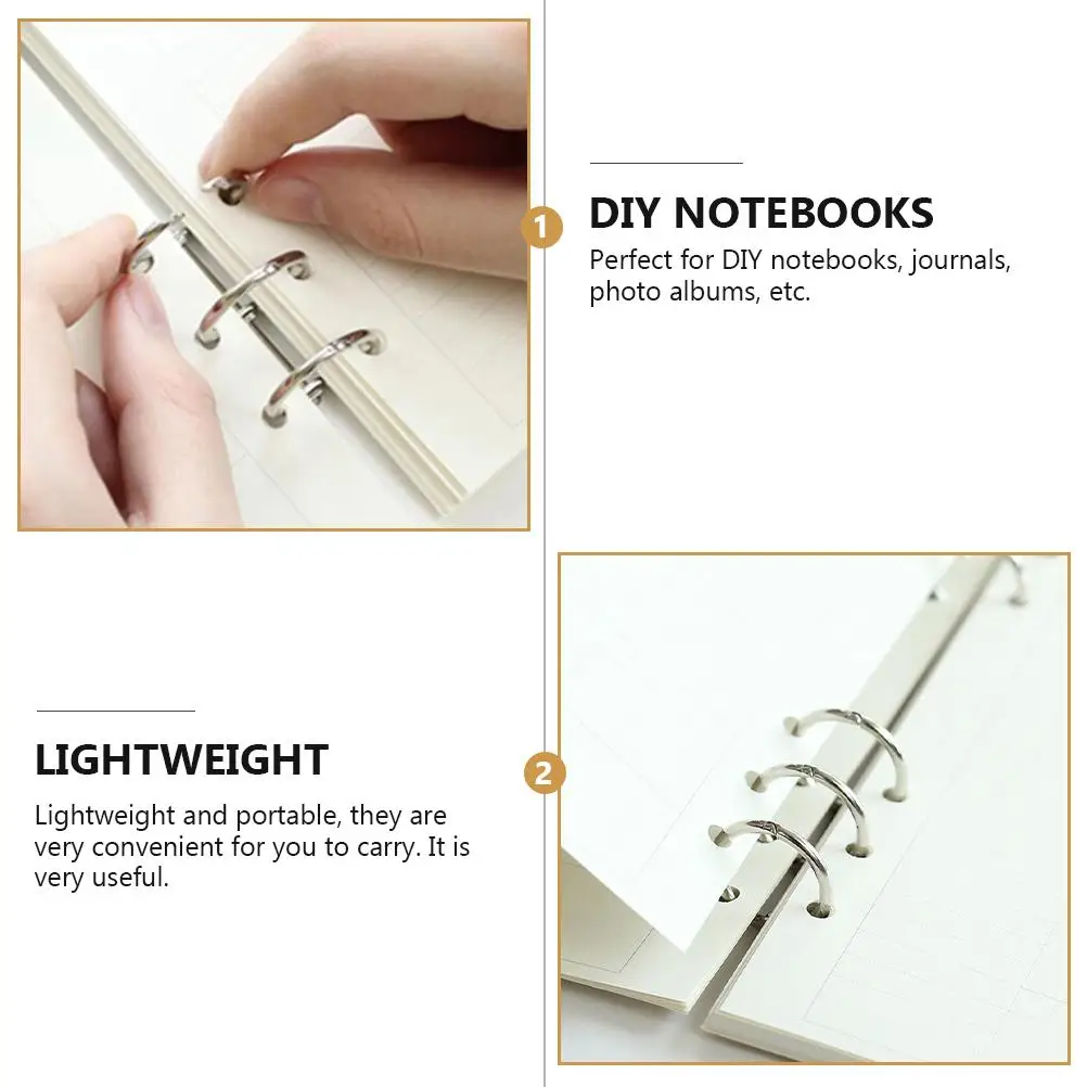 6 Pcs Metal Binder Loose Leaf Clips DIY Rings 3-rings Three-holes Notebook Scrapbook