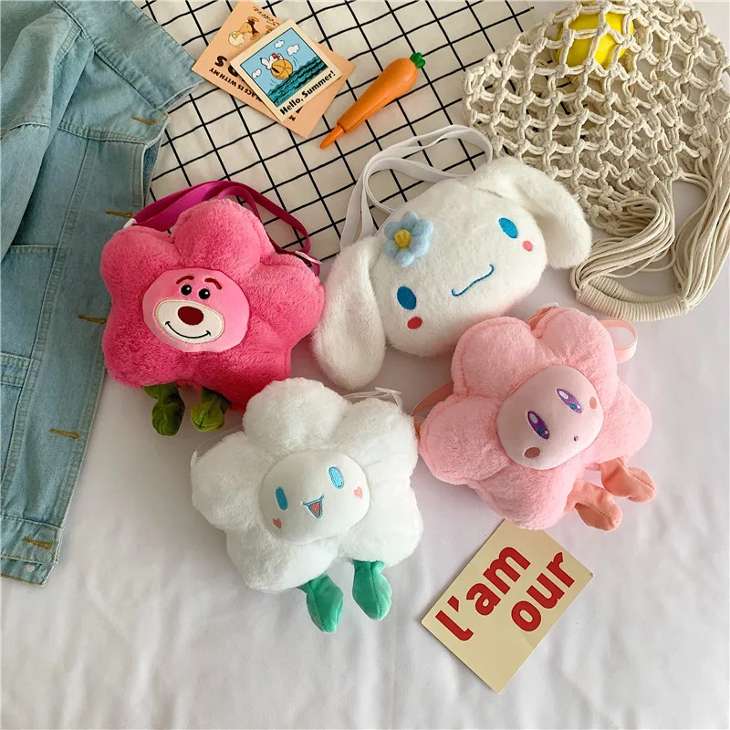 시나모롤 Kwiatowy Pluszowy Plecak Szkolny Dzieci Lalka Prezent Moda Jy리오 Kreskówka Cinnamoroll Plecaki Juguetes De Peluche Prezenty Świąteczne