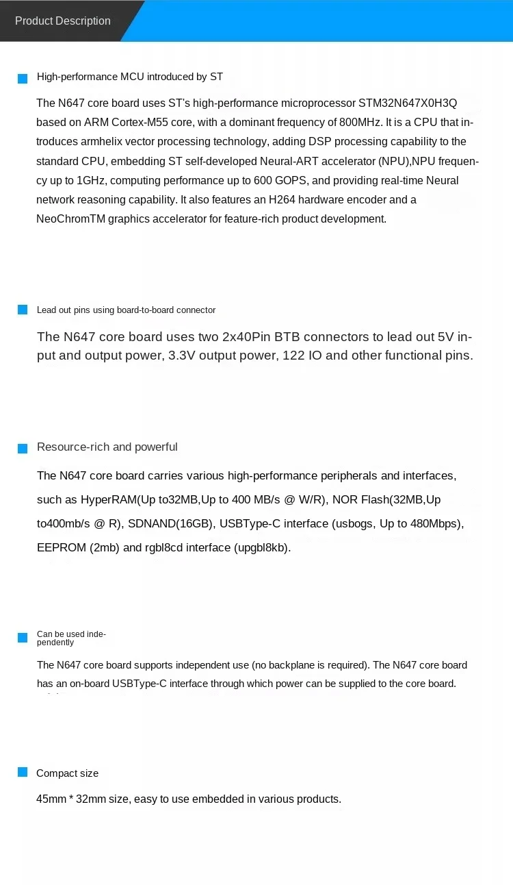BoMaSIntelligence (AI) Development - STM32N6 (1piece) STM32N647 Core Board - A Learning Platform For Embedded Artificial