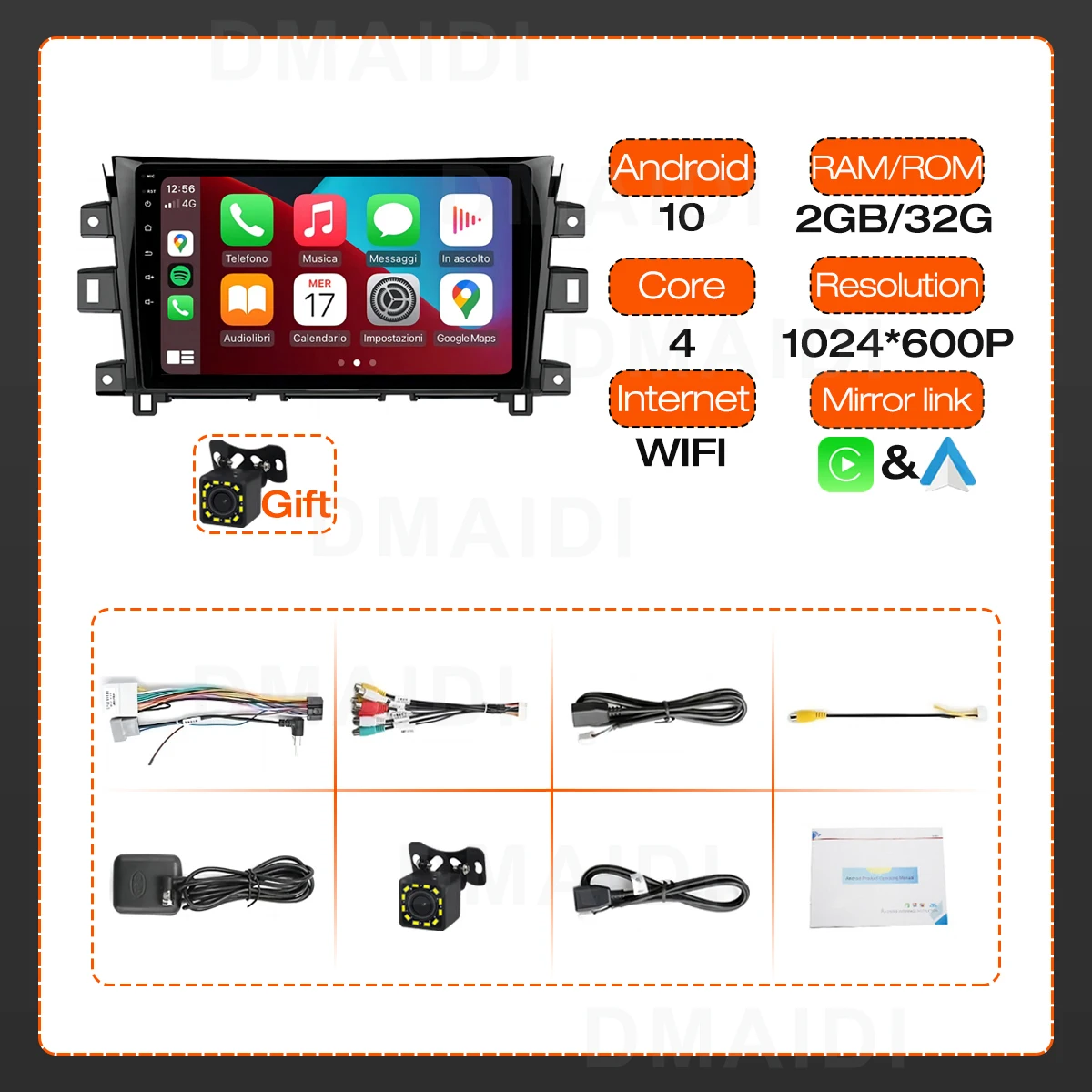 Android 10 Car DVD Player For Nissan Navara Frontier NP300 2016 - 2022 Radio Multimedia Video Navigation GPS Carplay Auto WIFI