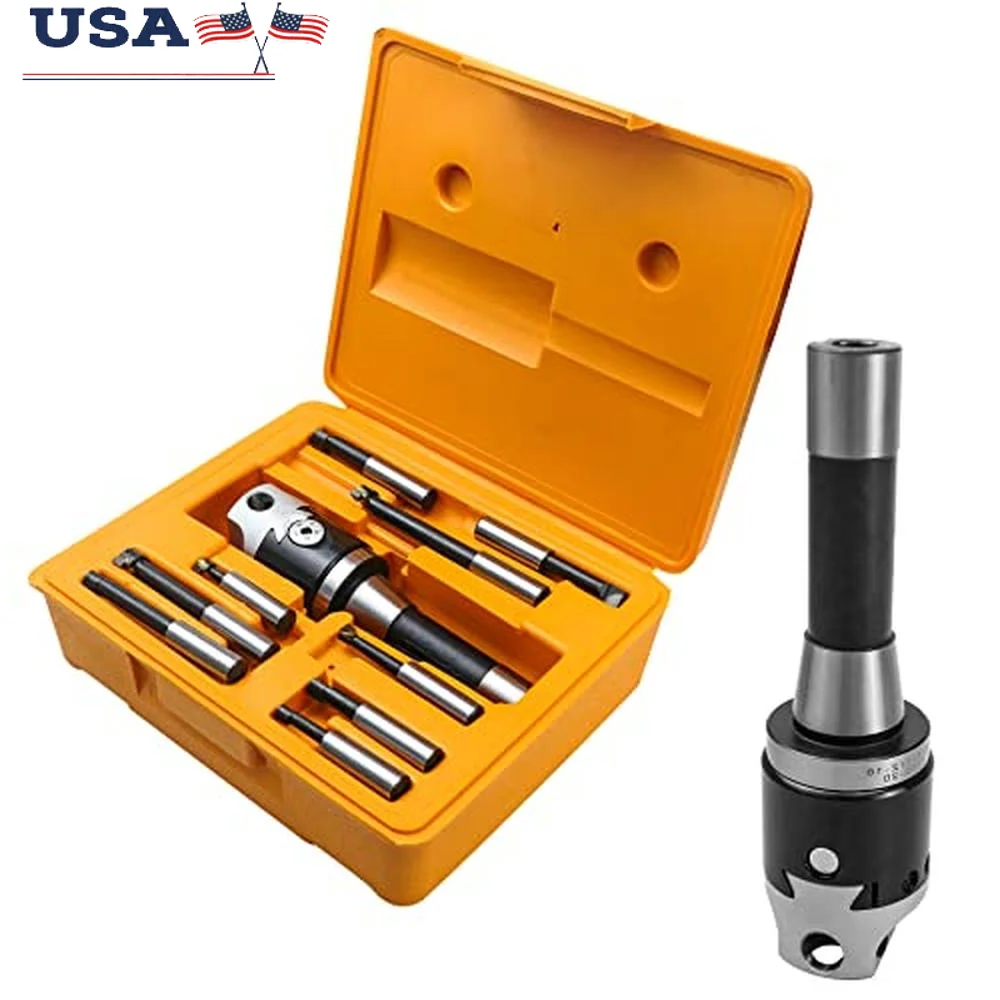 9 Piece 2 Inch Boring Head Set R8 Shank 1/2 Inch Carbide Milling Tool Bridgeport Machine