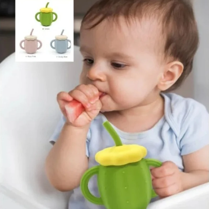 

Silicone Training Cup for Babies Food-Grade Children's Shatter-Resistant Cup with Handle Infant Cup with Lid and Straw