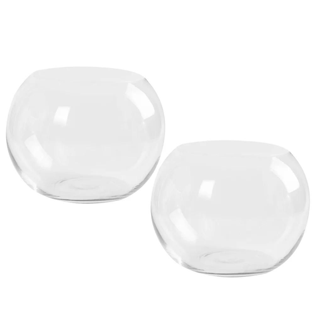 

2Pcs Glass Vase Transparent Hydroponics Plant Holder Creative Desktop Flower Vase Home Office Hotel Decor 10Cm