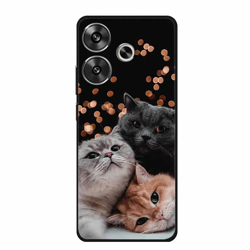 Phone Case For Xiaomi Poco M6 4G Back Cover Case Shockproof Black Silicone Soft Funda For Poco M6 Case PocoM6 M 6 6.79\