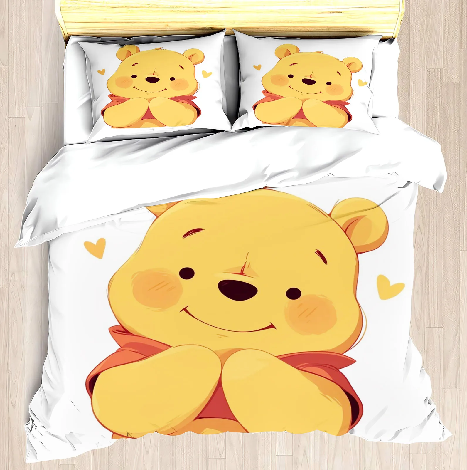 MINISO Modern Bed Linen Set Duvet Cover Co-named Pooh Bear Yellow Honey Pot Bear Mattress Bedding Sets