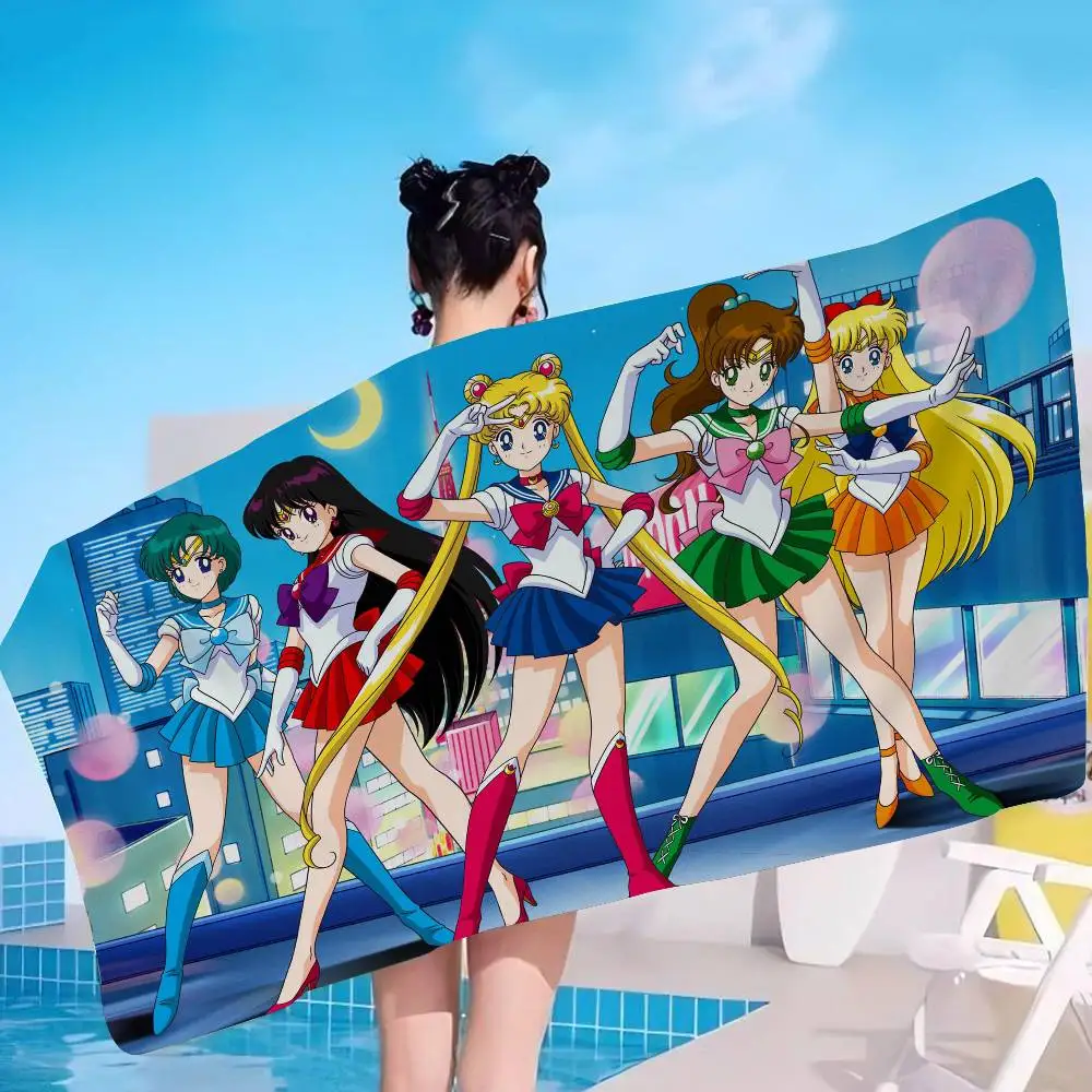 Anime Sailor Moon Microfiber Printed Beach Towel Mountain Climbing Yoga Beach Swimming Running Absorbent Soft Towel