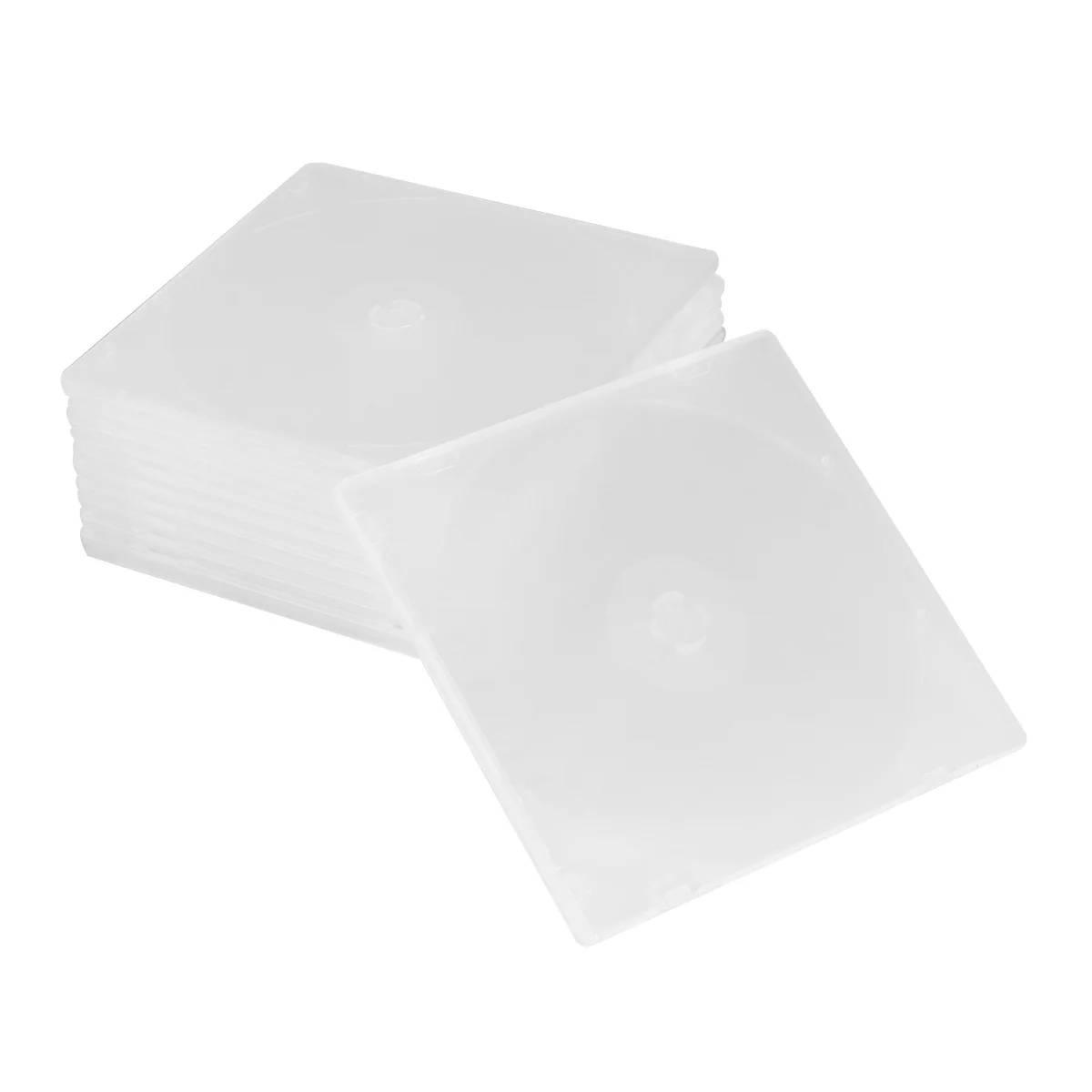 Caja de DVD ultrafina, paquete de CD transparente, caja de almacenamiento de CD portátil para cine en casa (blanca), caja de CD, 12 Uds.