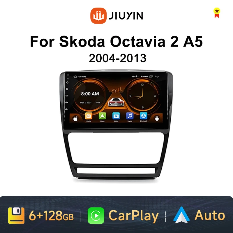 JIUYIN Android12 Car Radio for Skoda Octavia 2 A5 2004-2013 Multimedia Video Player Navigation 2Din Stereo DVD Carplay Head Unit