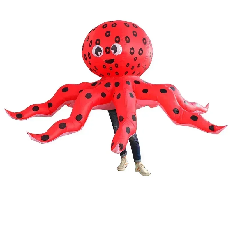 Traje inflable de pulpo para hombre y mujer, accesorios de actuación, traje de soplado de aire de tiburón, mascota de Halloween, ropa de fiesta de escenario