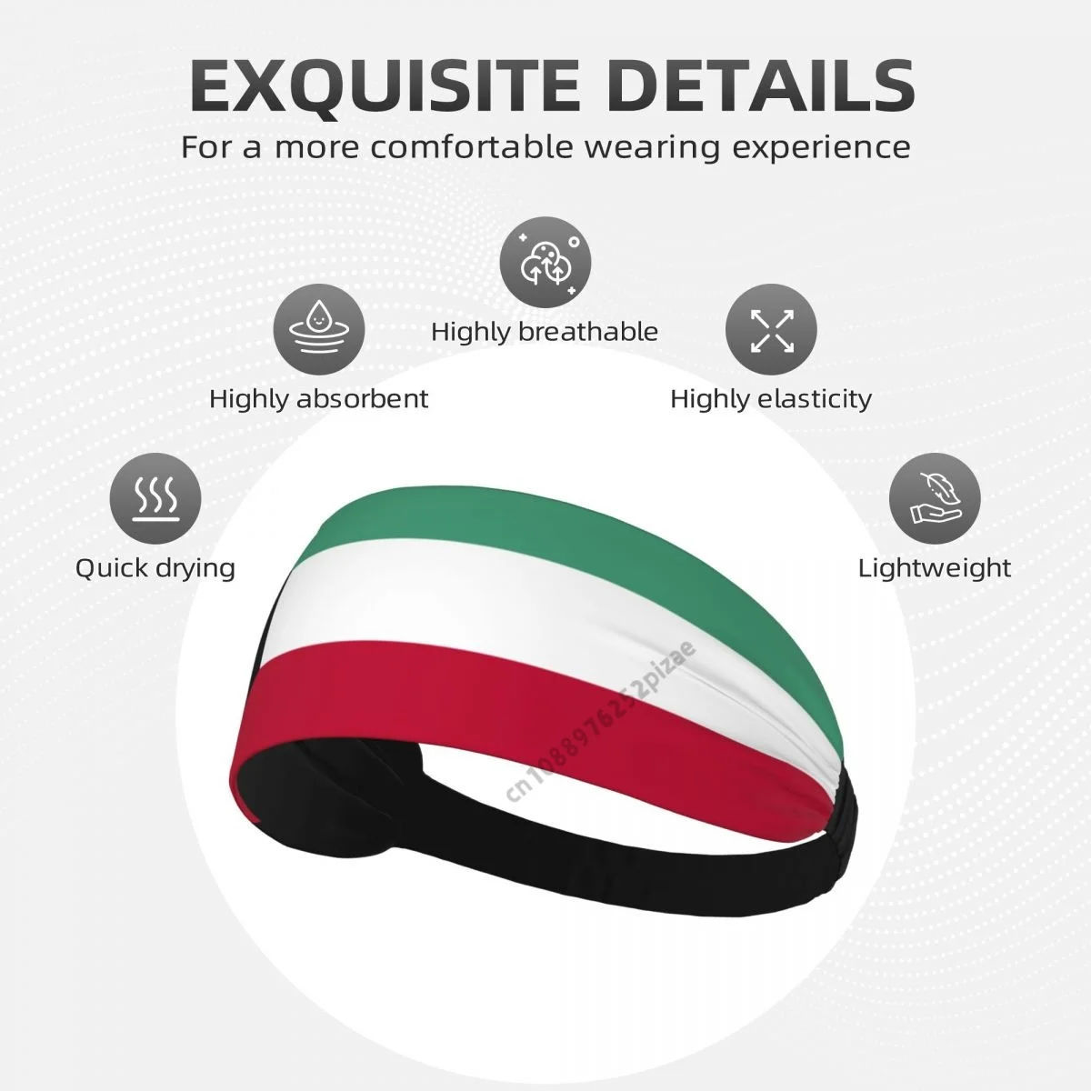 علم الكويت للرجال والنساء، عصابات رأس مرنة واسعة لليوجا والرياضة واللياقة البدنية وممارسة التنس والجري والصالة الرياضية والرقص #3