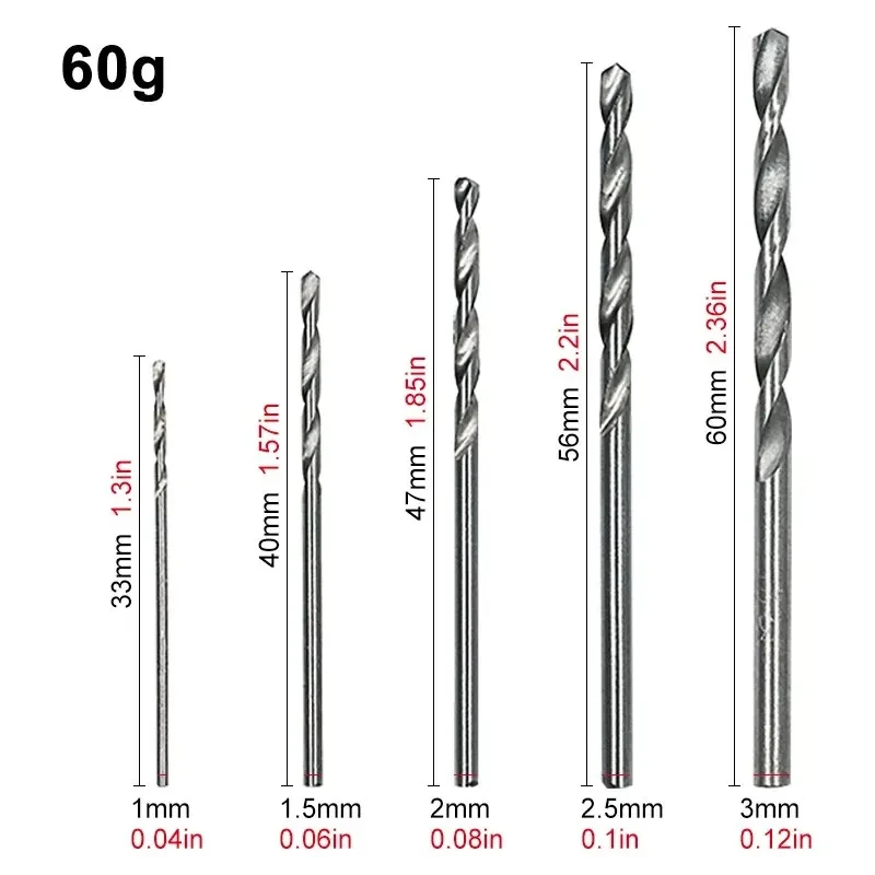 100PCS Twist Drill Bit Set 1-3mm Titanium Plated for Wood Metal Hand Electric Drill view 5