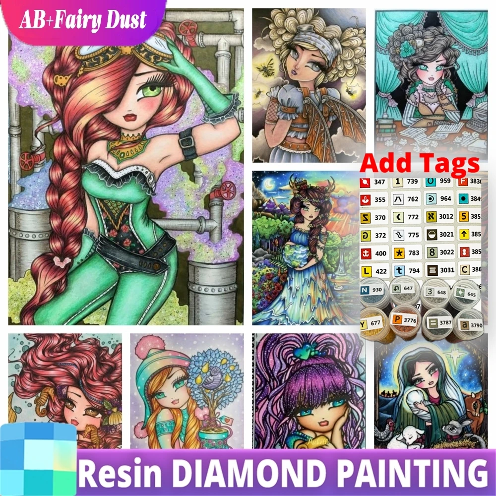 

Resin Fairy Dust AB DIY Diamond Art Painting Kit New 2026 Embroidery Mosaic Cross Stitch Snow White Fairy Princess Home Decor Ch