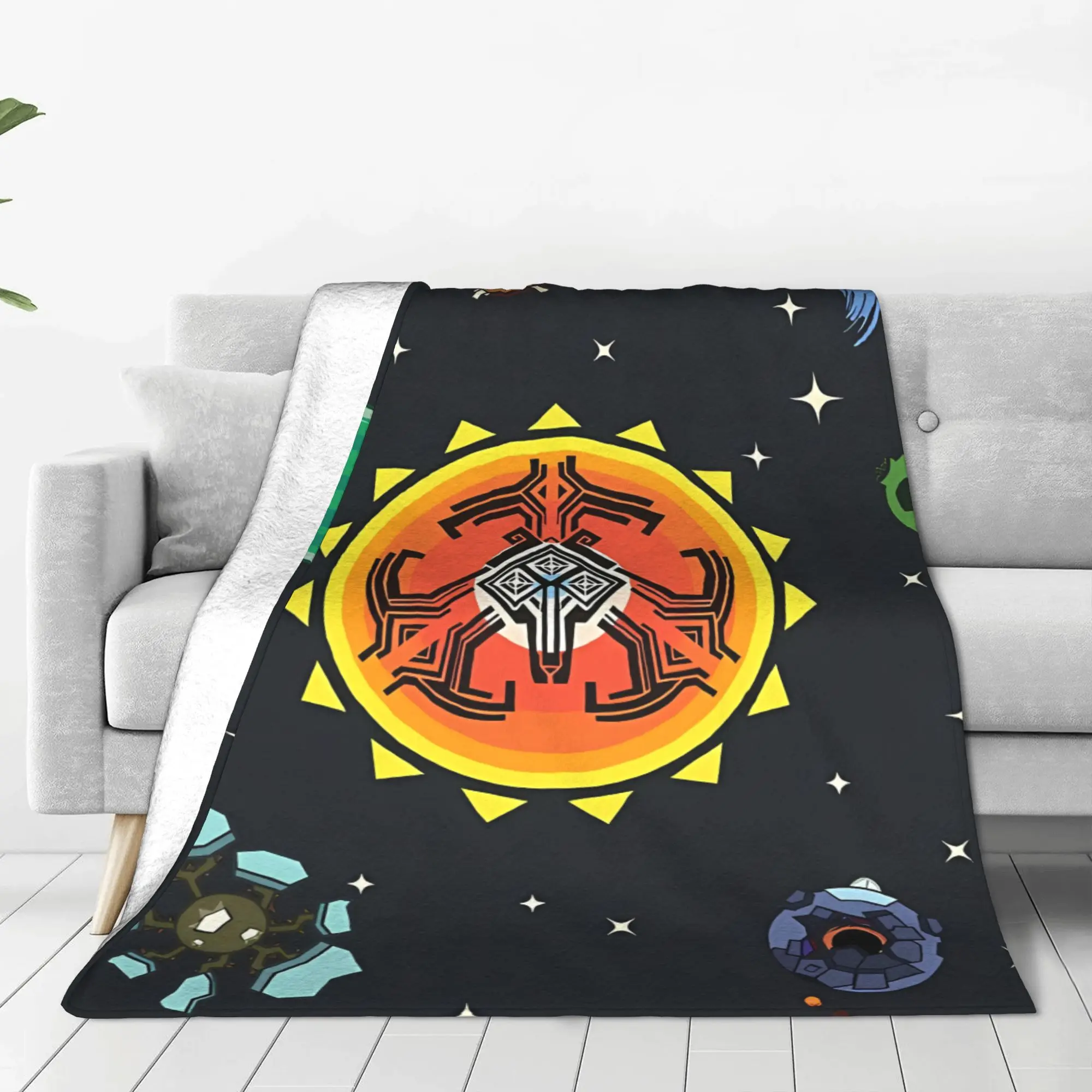 1PC Home Cute Room Decor Hearthian Solar System Blanket Throw Blanket Outer Wilds Novelty Warm Blanket All Season