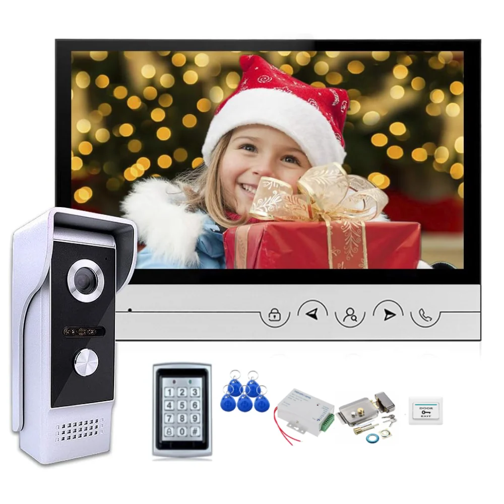 Tuya-ドアベル付きテレビ電話キット,9インチ,125KHz,HDビデオ,パスワードロック解除,アクセス制御システム,RFIDキーパッド,金属ケース
