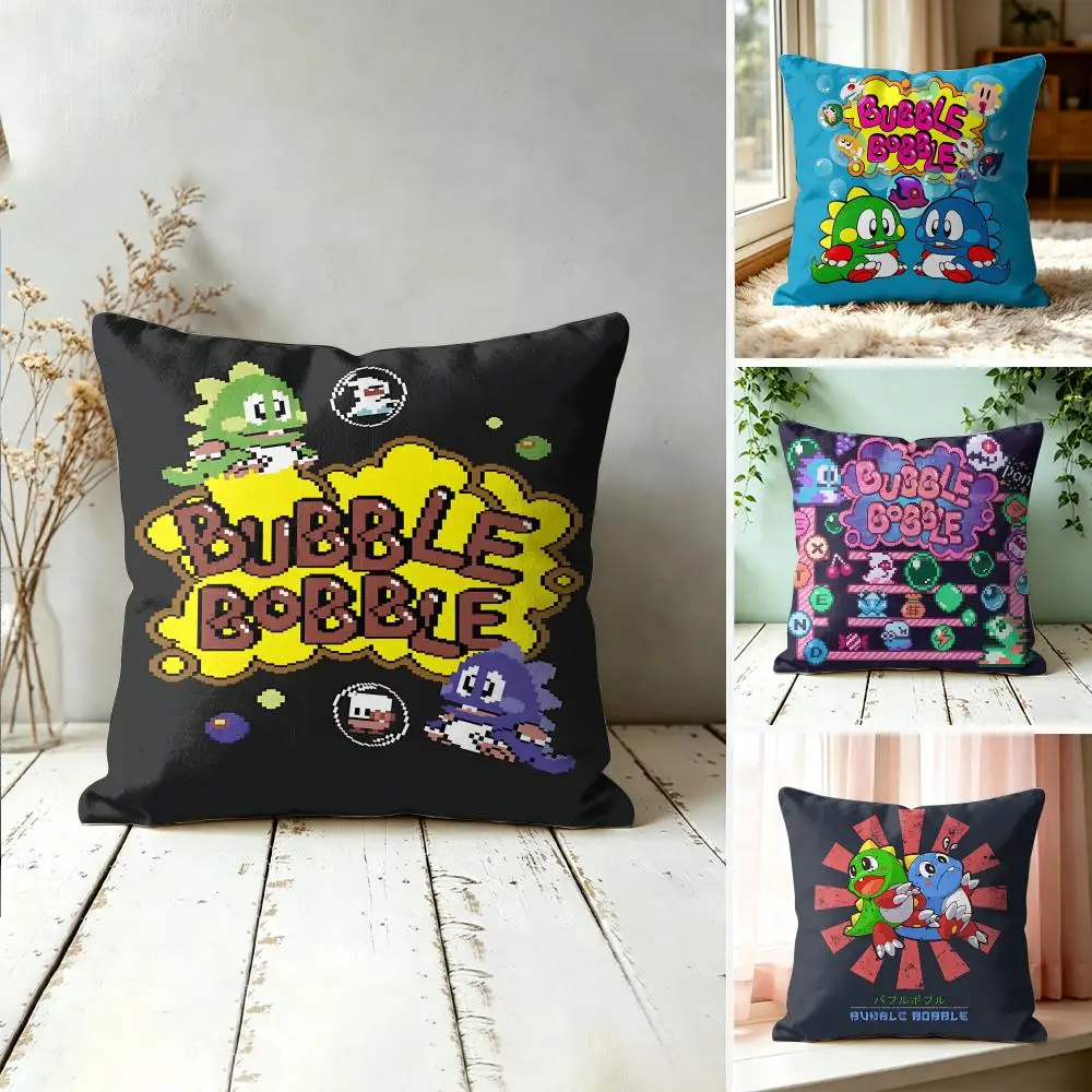 B-Bubble Bobble Cute Cartoon Cushion Cover Square Decorative Throw Pillow 40x40cm For Sofa Bedroom Living Room Home Decor