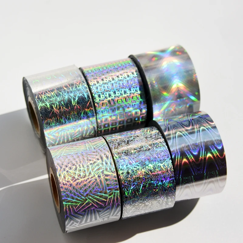 120M/roll Laser Clear Transfer Foil For Salon Holographic Broken Glass Hot Stamping Nail Stickers Press On Paper