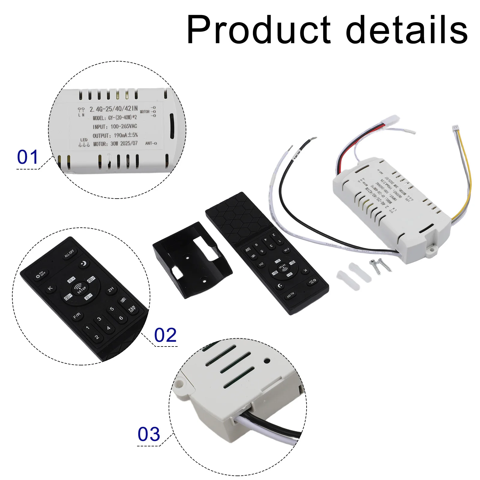 Replacement Remote Control for Invisible Fan Light with DC Inverter and Stepless Dimming for Ceiling Fan Functions