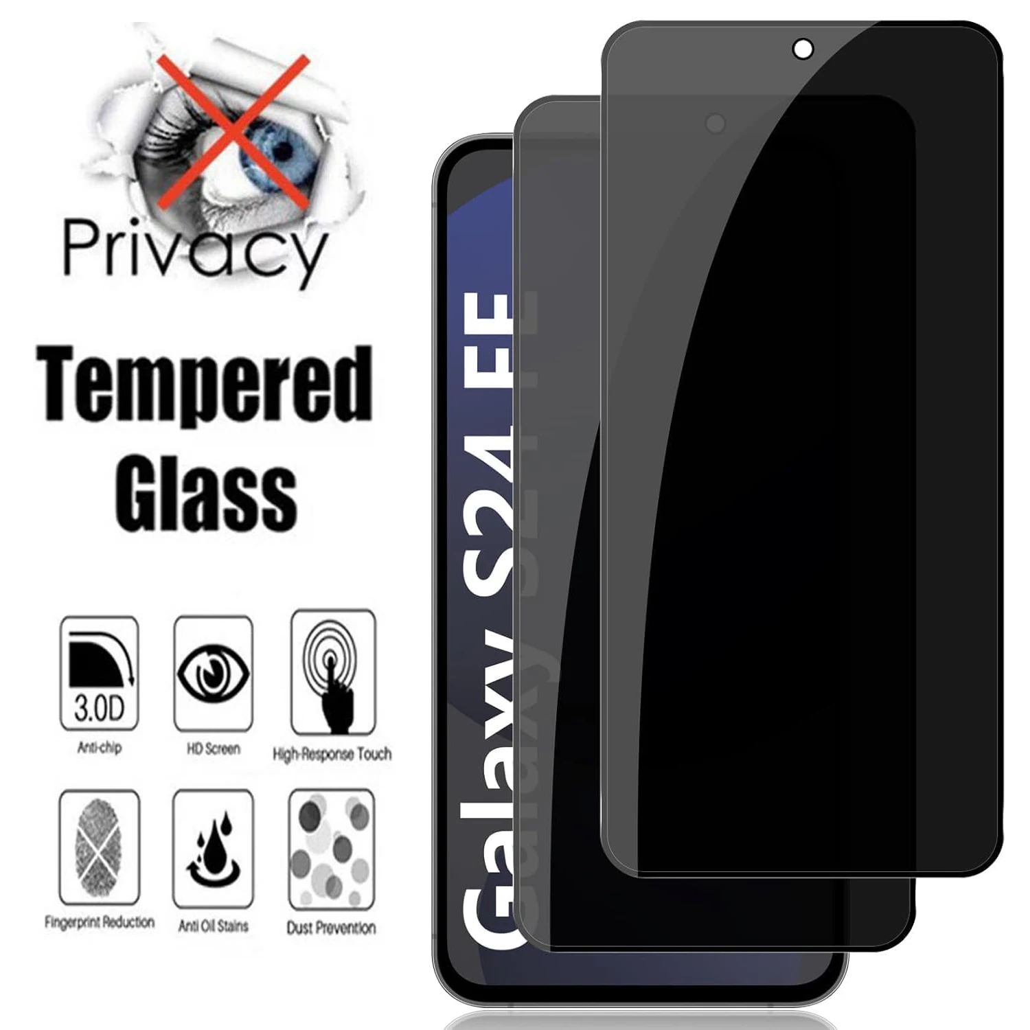 

2Pcs Privacy Tempered Glass For Samsung Galaxy S24 FE 5G Screen Protector