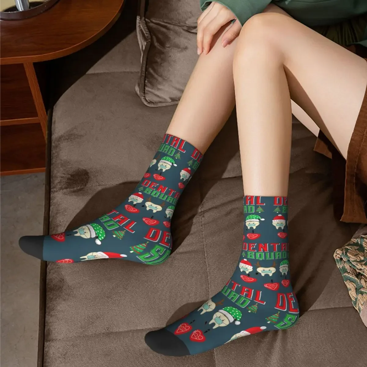 Weihnachten Dental Squad lustige Zähne mit Maske Zahnarzt Socken Harajuku Schweiß absorbierende Strümpfe die ganze Saison lange Socken Zubehör