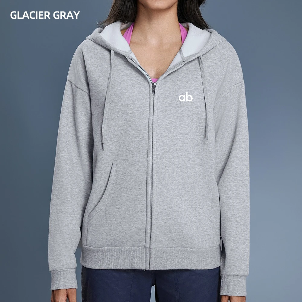 Women Autumn Winter Fleece Lined Full Zip Hoodie Oversized Loose Warm Hooded Casual Streetwear Sweatshirt Jacket view 5