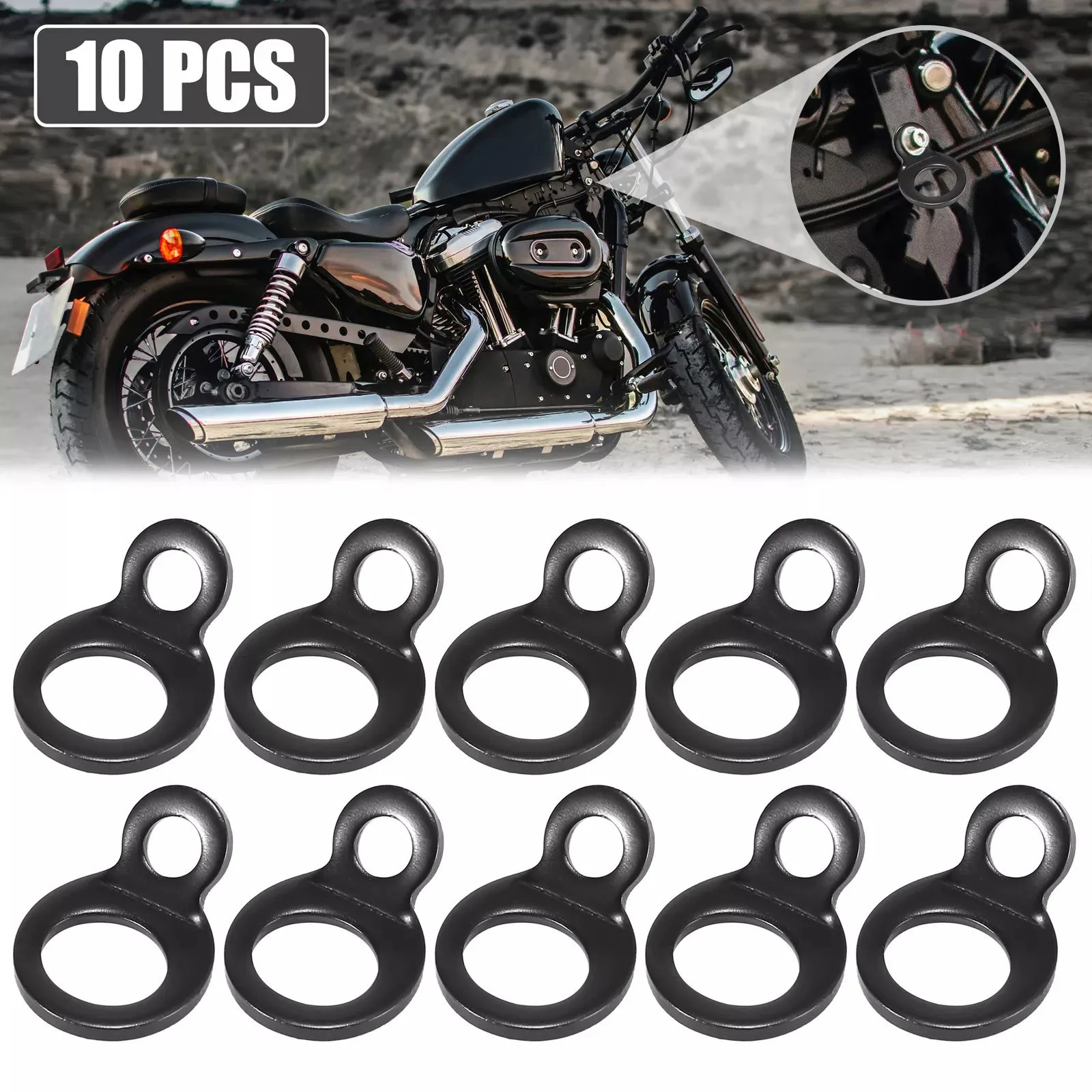 

10X Motorcycle Steel Tie Down Anchors Hooks Dirt Bike Tie Down Strap Rings for Dirt Bike Motorcycle Trailer Pickup Trucks