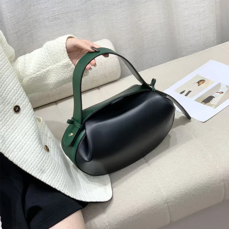 

2025 New Design Casual Bowling Handbags Women Luxury Olive Shape Adjust Straps Shoulder Crossbody Bag Mixed Color Underarm Bag