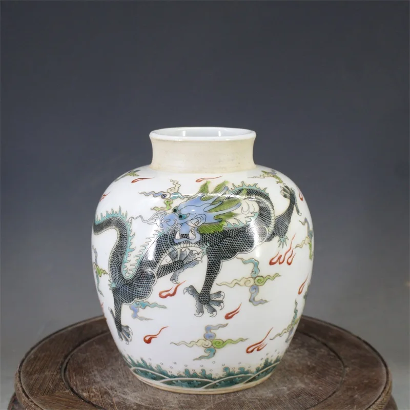 Настольная ваза Kangxi с династией Цин, украшения, банка с рисунком дракона, ваза для цветов, восточные древние фарфоровые украшения, банка для хранения Настольная ваза Kangxi с династией Цин, украшения, банка с рисунком дракона, ваза для цветов, восточные древние фарфоровые украшения, банка для хранения