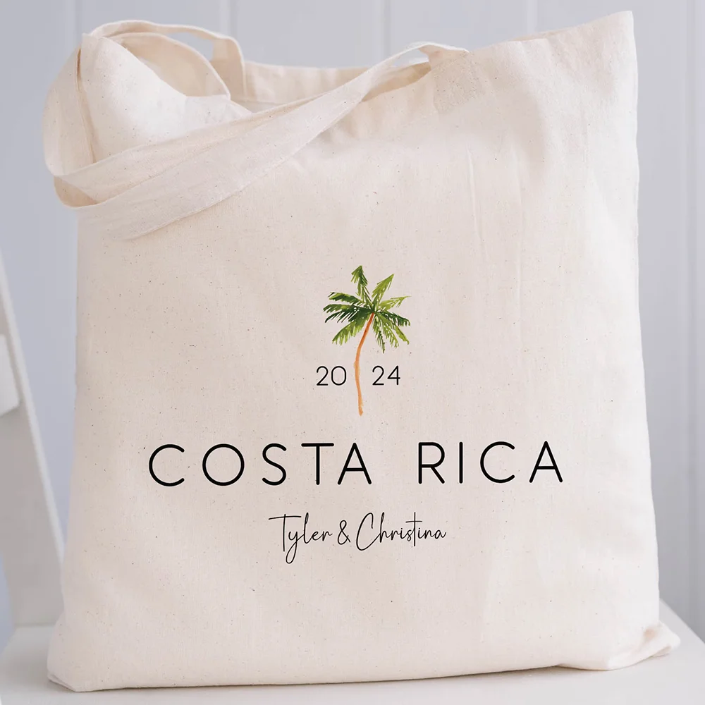Custom Palm Tree Wedding Welcome Tote Bag Bridal Shower Gift Tropical Island Bachelorette Party Bridesmaid Souvenir Gift Bag