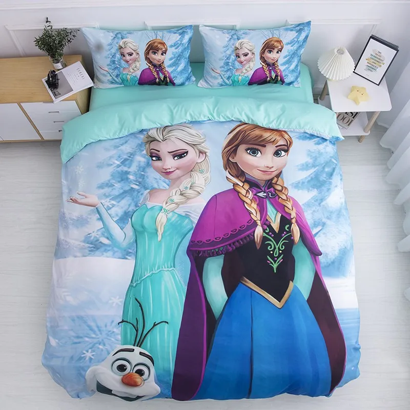 Juego de ropa de cama de Disney, edredón de princesa Elsa, Rapunzel, Bella, color púrpura, regalo de cumpleaños para bebé y Niña