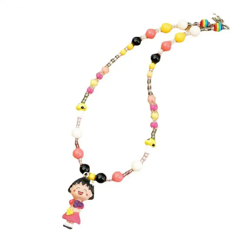 Kawaii Anime Cartoon Chibi Maruko Chan Colorful Beaded Necklace Decoration Girl\'s Birthday Creative Peripherals Gift Jewelry