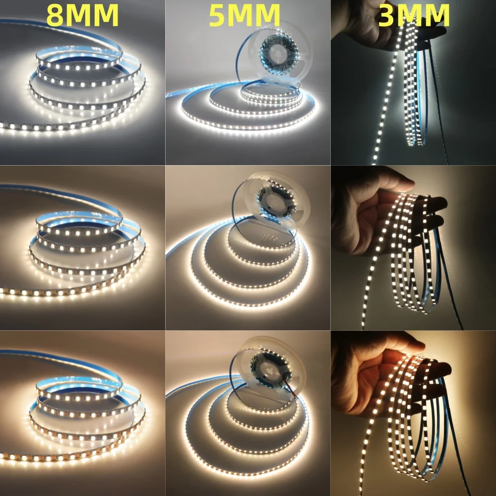 USB Dimmable LED Strip Light DC5V 3MM 5MM 8MM PCB Width Flexible Rope Tape  2835 120LEDs/m TV Backlight Cold Natural Warm White