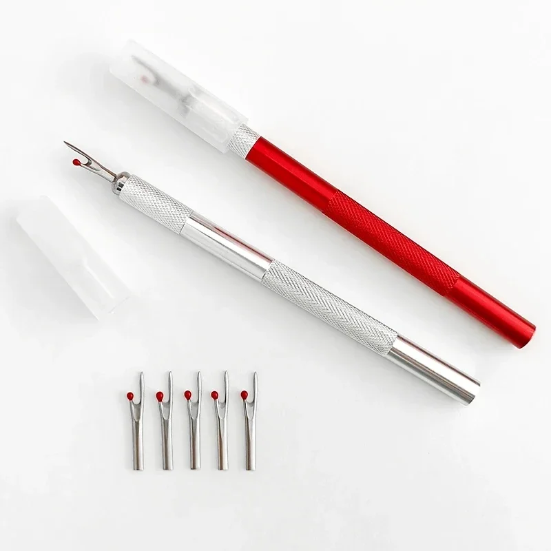 1Pcs Thread Cutter with 5Pcs Replacement Head Seam Ripper Stitch Thread Unpicker Embroidery Thread Remover DIY Sewing Tools