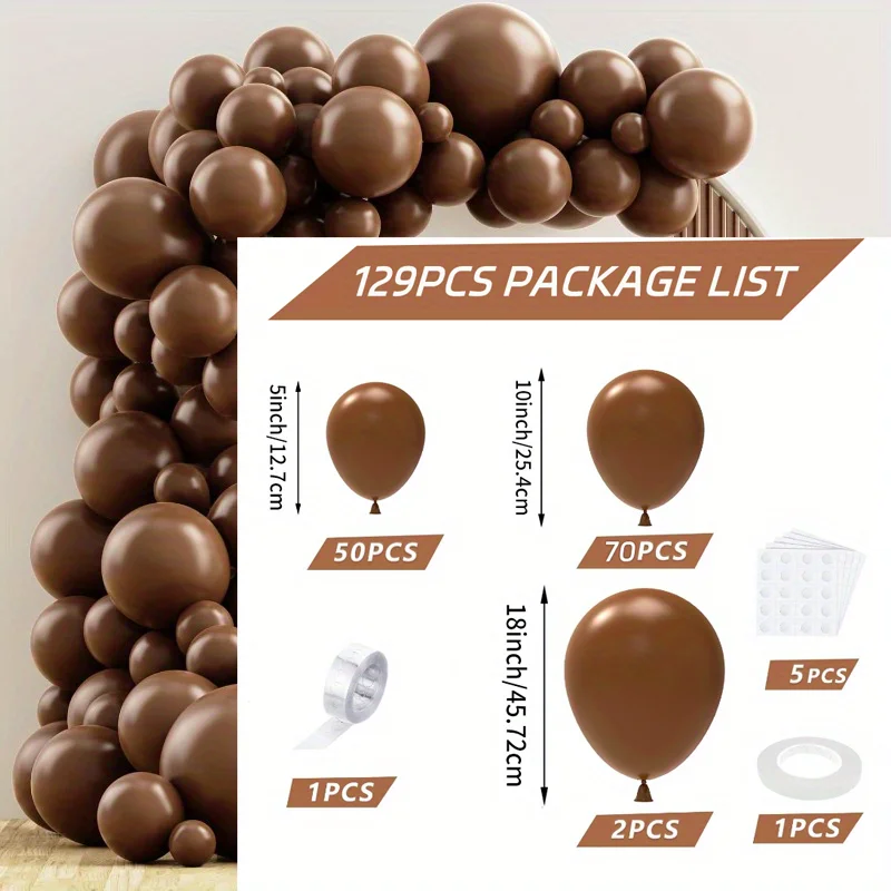 129PCS Brown Balloon Arch garland kit, 18 \