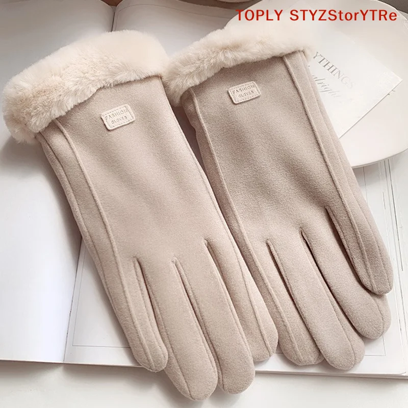 

Женские флисовые варежки с полными пальцами, милые пушистые модные перчатки для осени и зимы, теплые варежки для активного отдыха и спорта