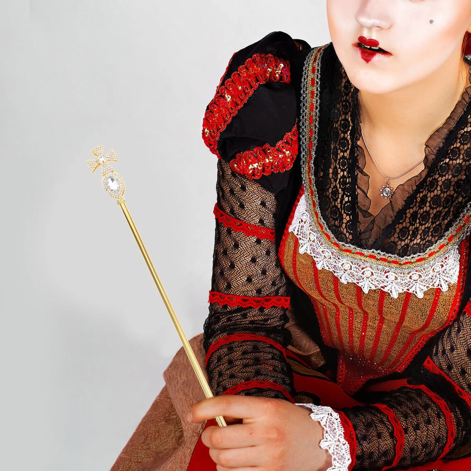 

Rhinestone Scepter Cane Prop Halloween Cosplay Party Decor King Wand Costume Accessory Plastic Scepter Decor Halloween