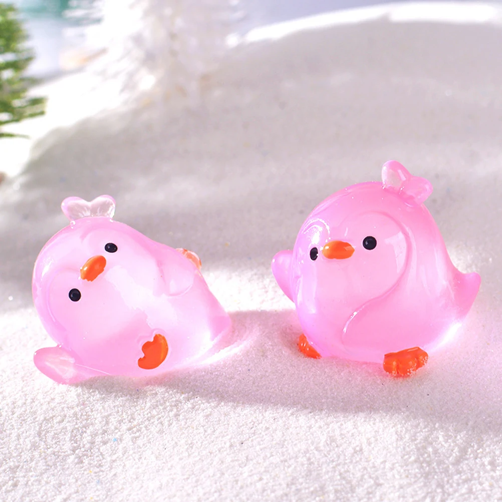 

6pcs Penguin Micro Landscape Ornaments Pink Resin Miniature Desk Garden Decorations Tiny Figurines Home Office Plants Gardening