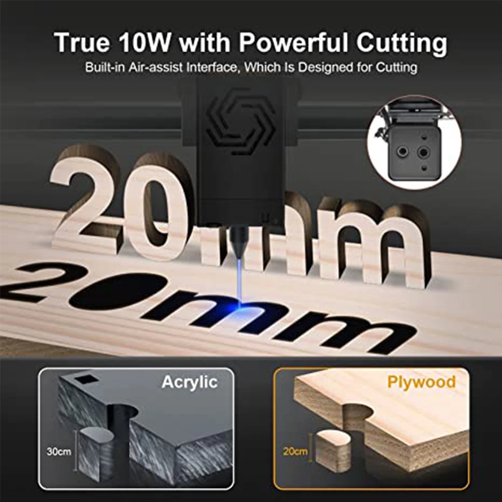 Ortur High Speed 10W Laser Engraver Module with Air Assist for Laser Cutter Tools Wood Acrylic Woodworking Machinery & Parts