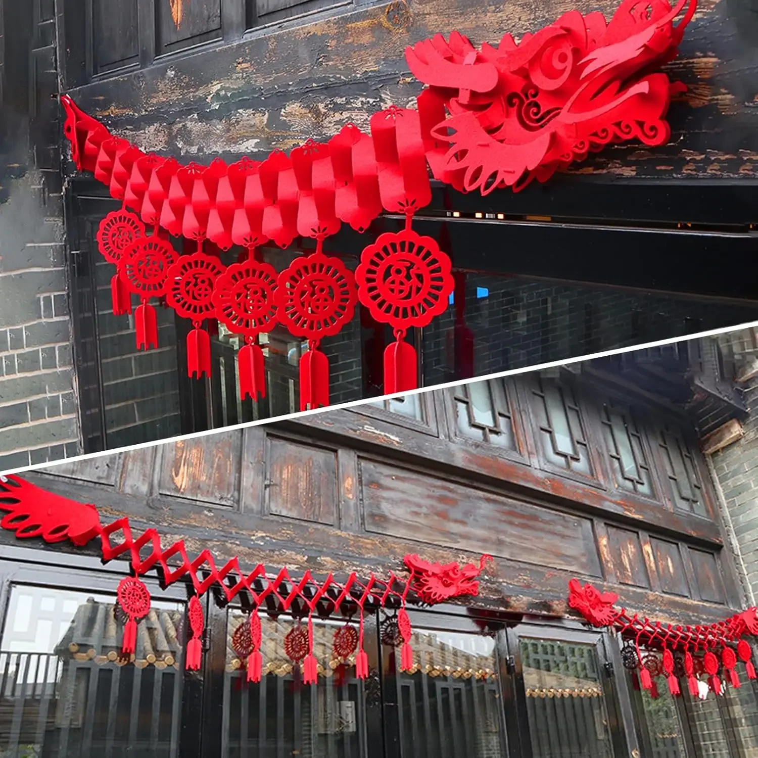 

2PCS Dragon Ceiling Decorations and 2PCS Chinese Lanterns for Chinese New Year Decorations 2025