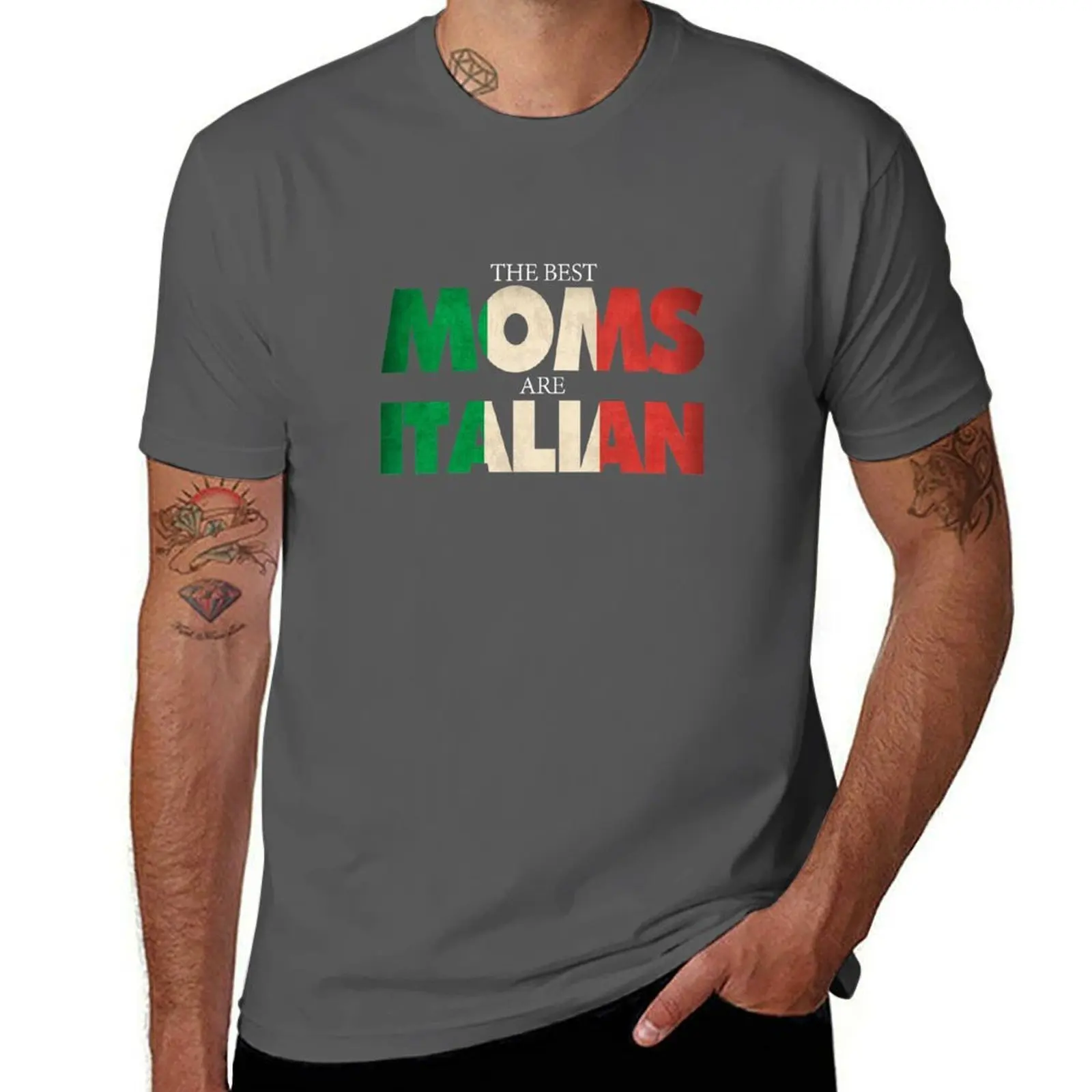 

Funny Italian Mom Gift Best Moms Are Italian Flag T-Shirt Plus Size Summer Short Sleeve T-Shirt