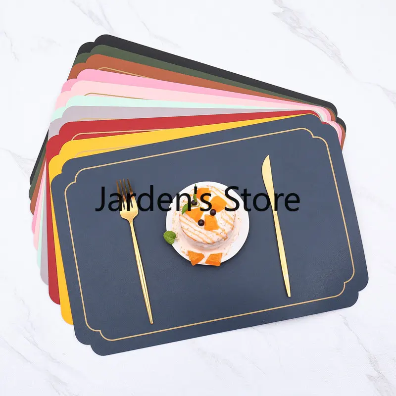 2/4/6 Pcs Nordic Style Leather Placemat Non-slip Heat Insulation Pad PVC Two-color Household Waterproof Table Mat